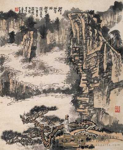 黄秋园 抚松盘桓 镜心 65×53cm